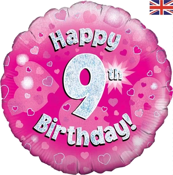 18In Happy 9Th Bday Pink Foil
