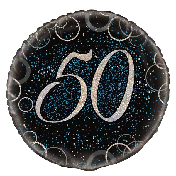 18IN BLUE PRISMATIC 50TH FOIL BALLOON