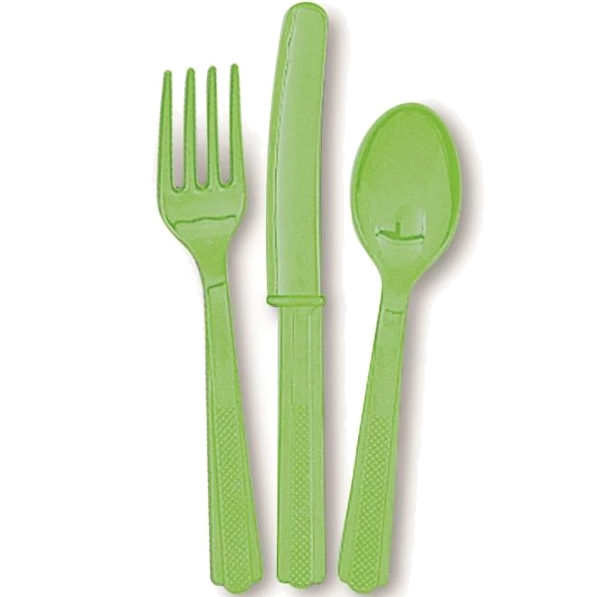 (18) Asst Lime Green Cutlery