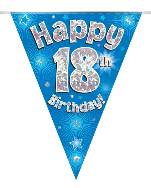 3.9M 18Th Birthday Blue Bunting