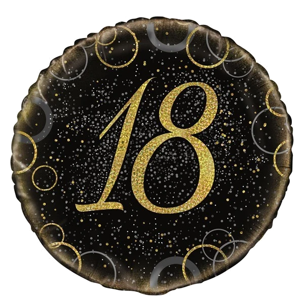 18IN GOLD PRISMATIC 18TH FOIL BALLOON