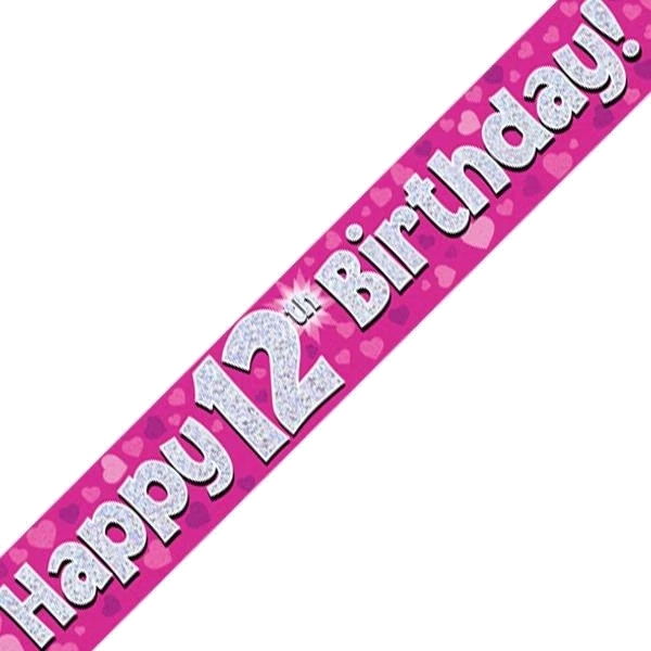 9FT 12TH BIRTHDAY PINK BANNER