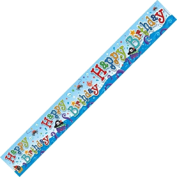 HAPPY BIRTHDAY BOY HOLO 9FT BANNER