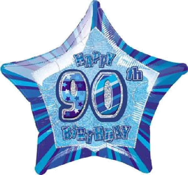 BLUE GLITZ 90TH 20IN FOIL BALLOON