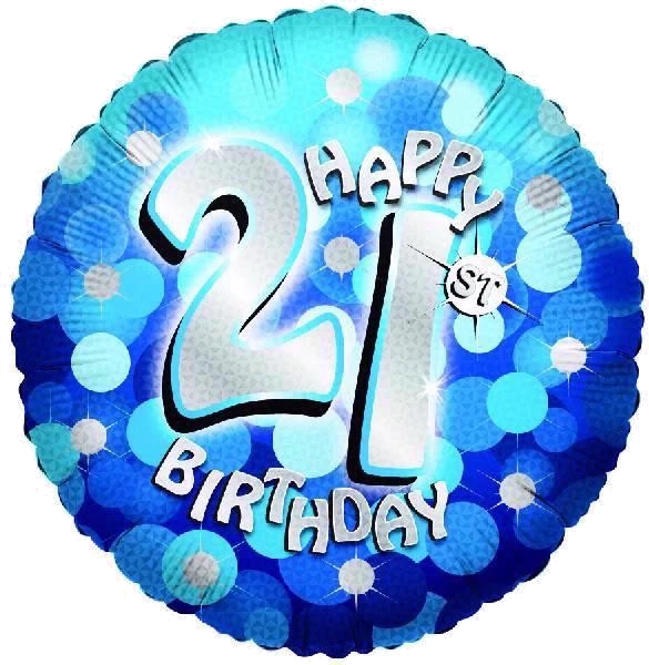 SPARKLE BLUE 21ST 18IN FOIL BALLOON
