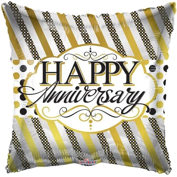 18IN ANNIVERSARY LINES AND DOTS FOIL