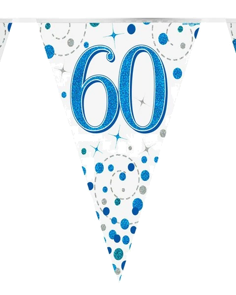3.9M 60Th Birthday Blue Sparkling Fizz Bunting