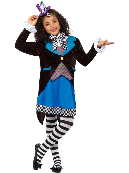 Deluxe Little Miss Hatter Costume With Dress Mul