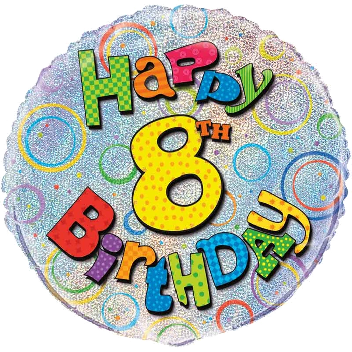 18In Age 8 Birthday Prism Round Foil Balloon