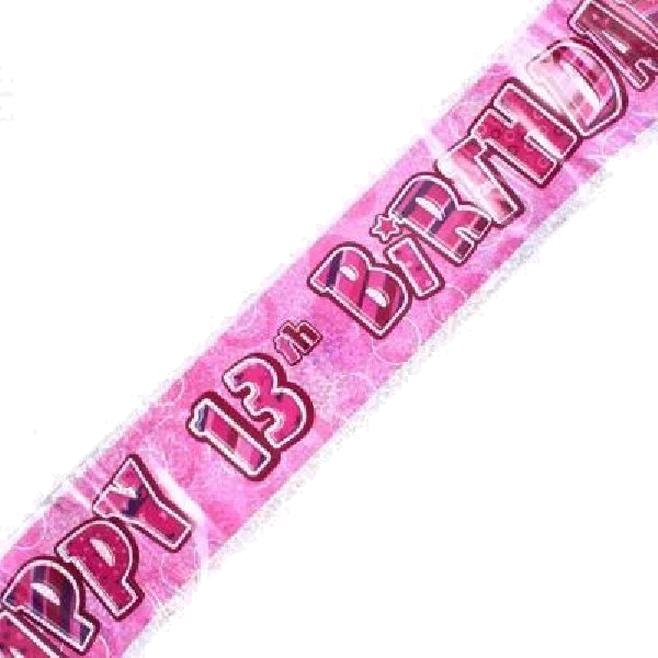 9FT PINK GLITZ 13TH BANNER