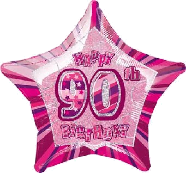 PINK GLITZ 90TH 20IN FOIL BALLOON