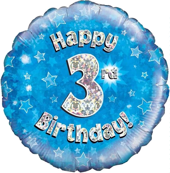 18In Happy 3Rd Bday Blue Foil