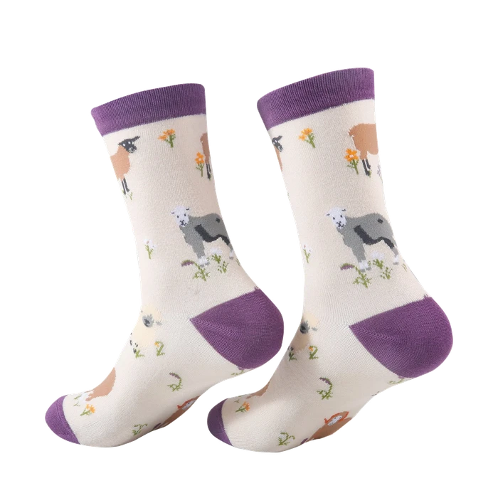 Eco Chic Animal Beige Bamboo Socks