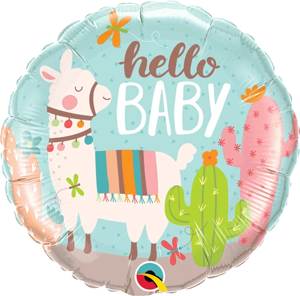 18In Hello Baby Llama Foil Balloon