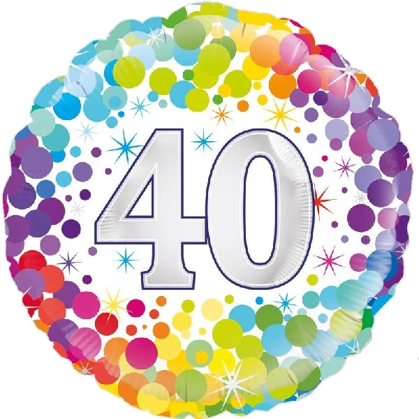 18IN COLOURFUL CONFETTI 40TH B/DAY