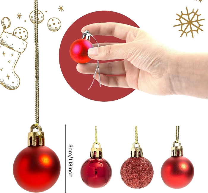 Shatchi Christmas Red Baubles 12Pc Mini