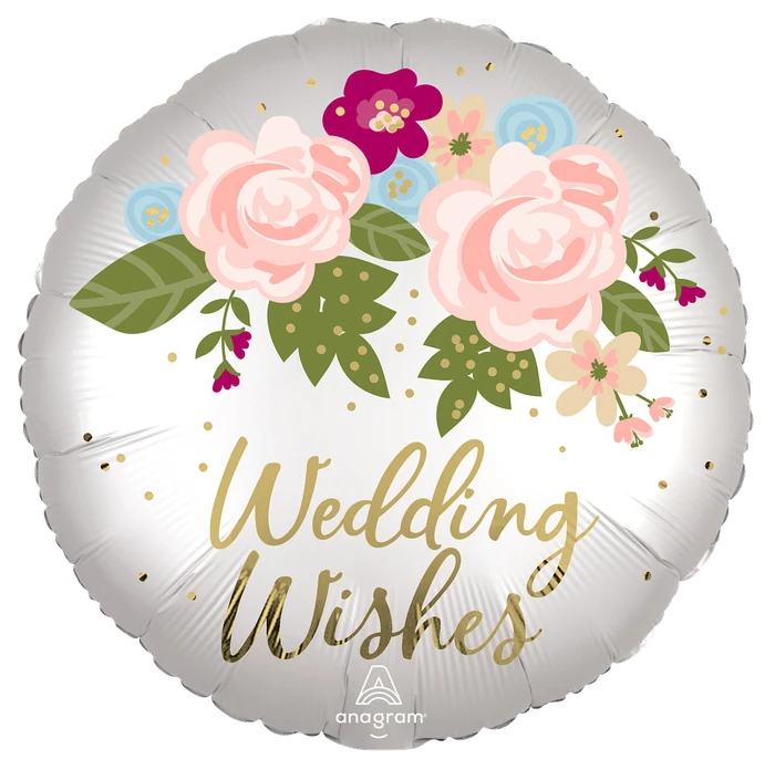 18In Wedding Wishes Floral Foil Balloon