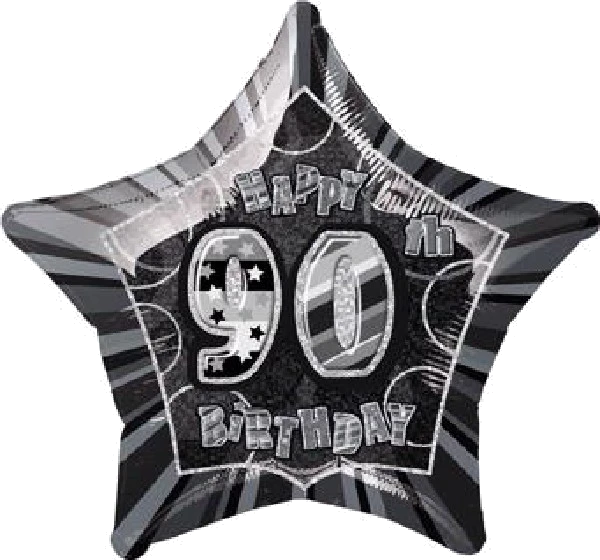 BLACK GLITZ 90TH 20IN FOIL BALLOON