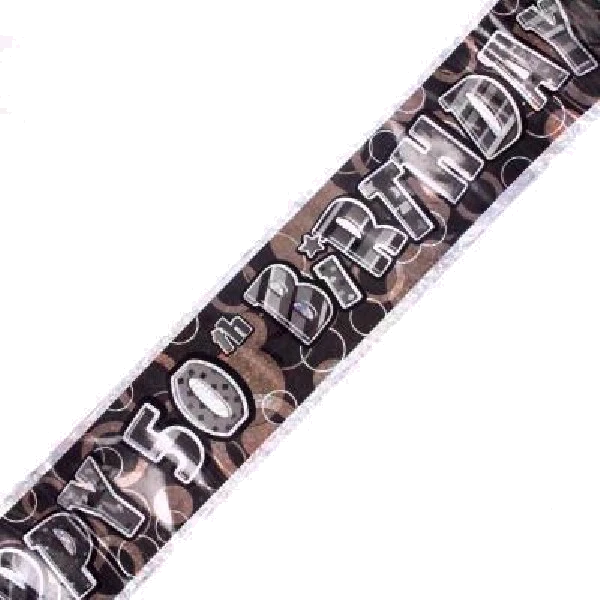 9FT BLACK GLITZ 50TH FOIL BANNER