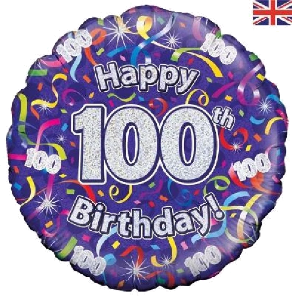 100TH B/DAY STREAMERS HOLO 18IN FOIL