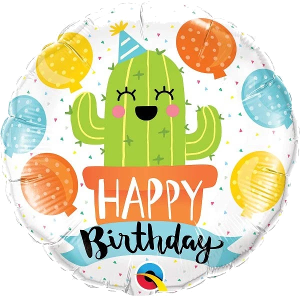 18IN B/DAY PARTY CACTUS FOIL BALLOON