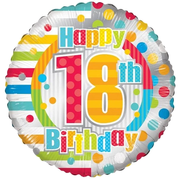 18IN UNISEX HAPPY 18TH BIRTHDAY FOIL
