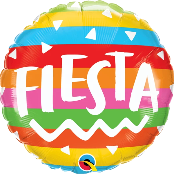 18In Fiesta Rainbow Stripes Foil Balloon