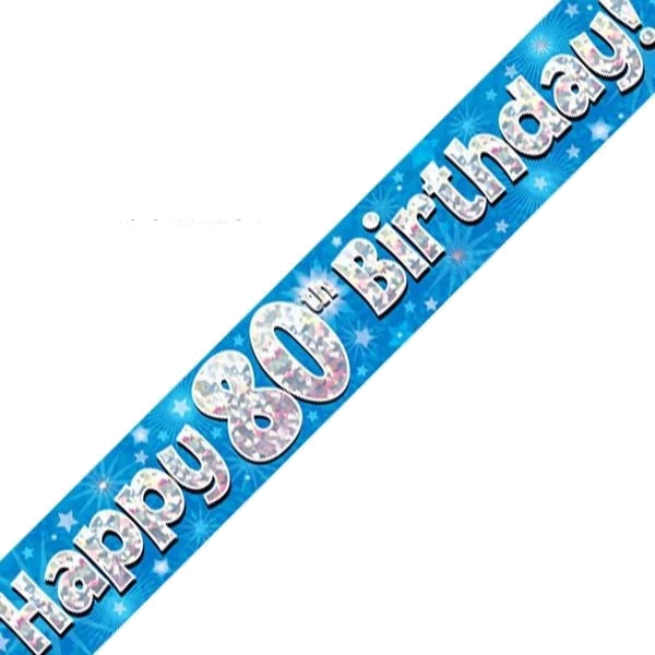 9FT 80TH BIRTHDAY BLUE BANNER