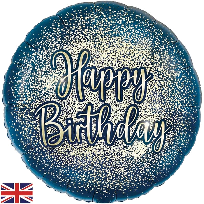 18In Glitter Birthday Navy Gold Foil Balloon