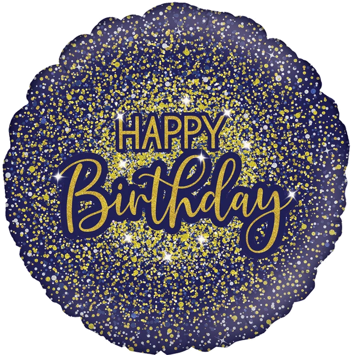 18In Glamorous Glitter Birthday Blue Foil Balloon