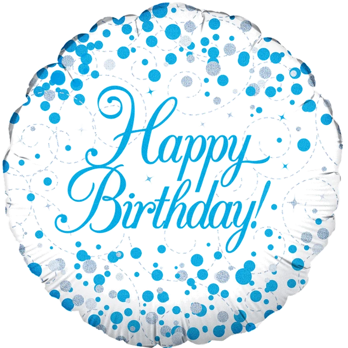 18In Sparkling Fizz Birthday Blue Foil