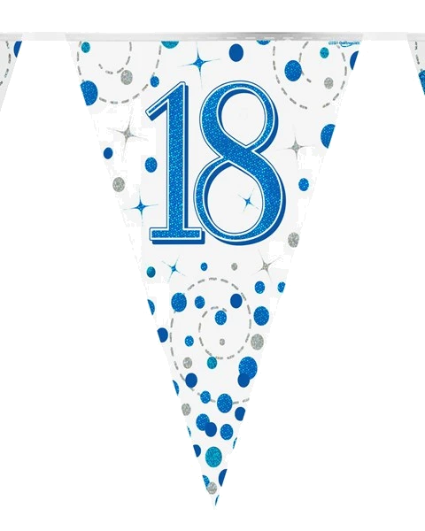 3.9M 18Th Birthday Blue Sparkling Fizz Bunting