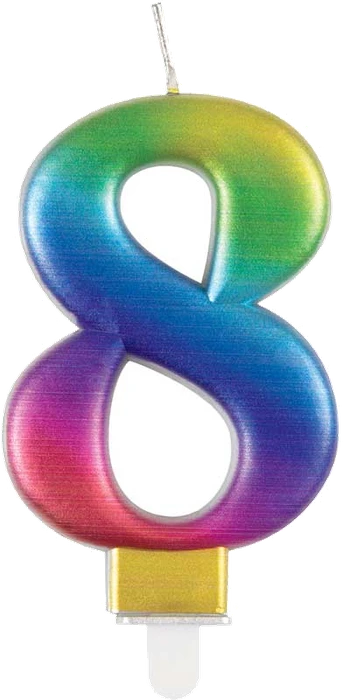 Metallic Rainbow Number 8 Birthday Candle