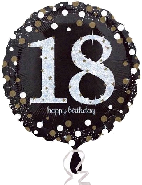 18TH B/DAY GOLD SPARKLES 18IN FOIL