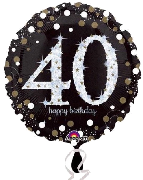 40TH GOLD SPARKLES 18IN FOIL BALLOON