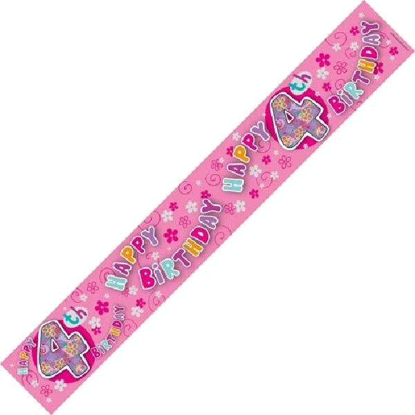 4TH BIRTHDAY GIRL HOLO 9FT BANNER
