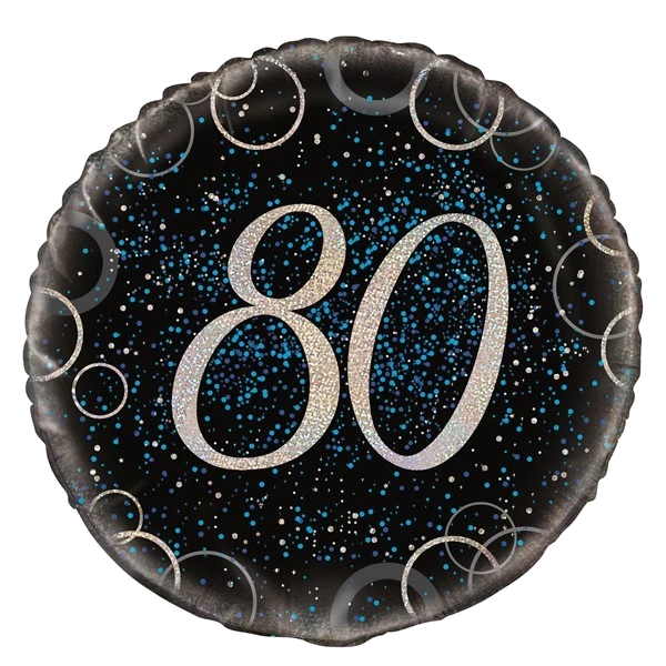 18IN BLUE PRISMATIC 80TH FOIL BALLOON