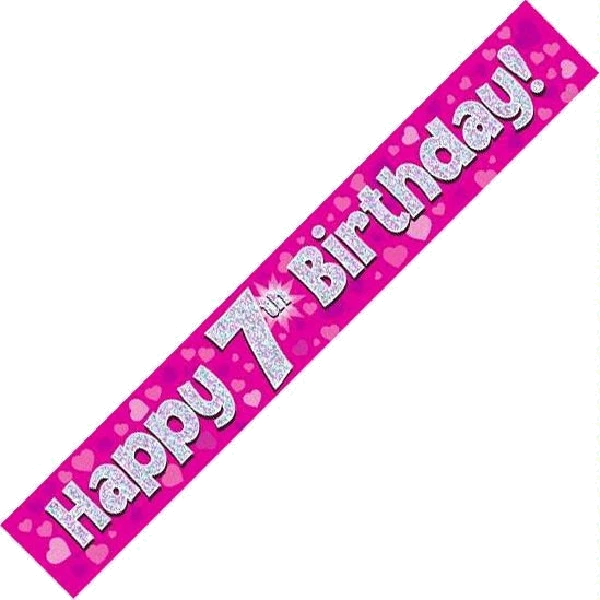 9FT PINK HOLO. 7TH B/DAY BANNER