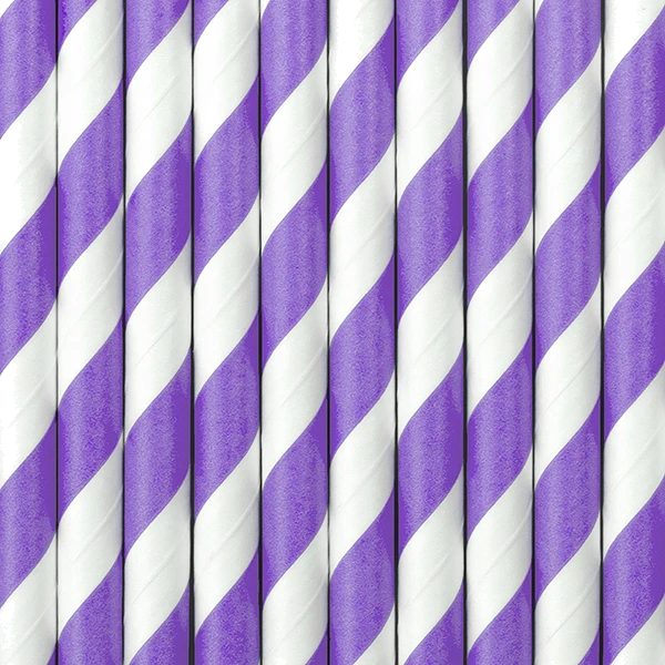 (10) Lilac Stripes Paper Straws