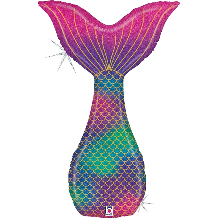 46In Glitter Mermaid Tail Foil Balloon