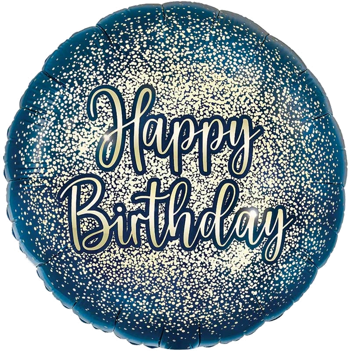 18In Glitter Birthday Navy Gold Foil Balloon