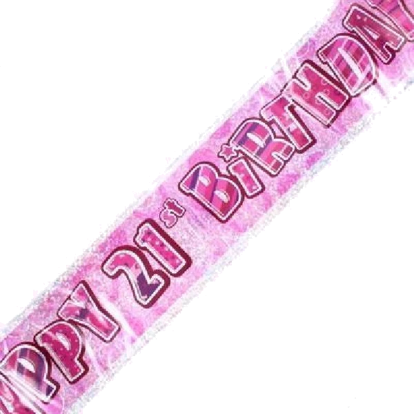 9FT PINK GLITZ 21ST FOIL BANNER