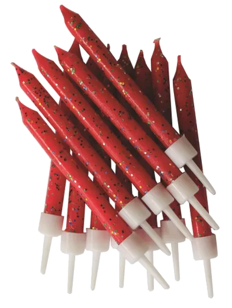 (12) Red Glitter Candles