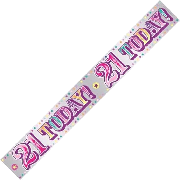 HAPPY 21ST PINK 9FT BANNER