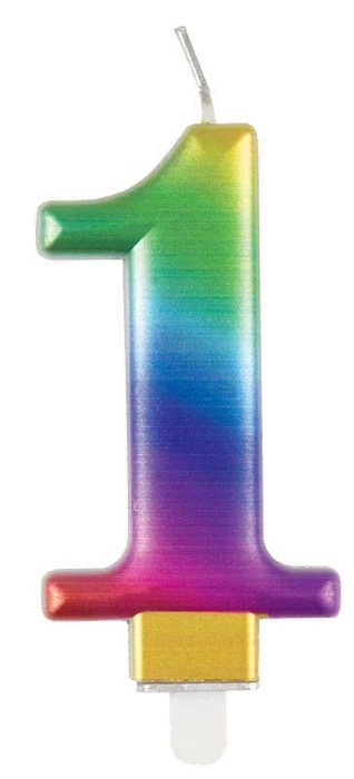 Metallic Rainbow Number 1 Birthday Candle
