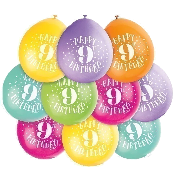 (10) 9In Happy 9Th Birthday Balloons