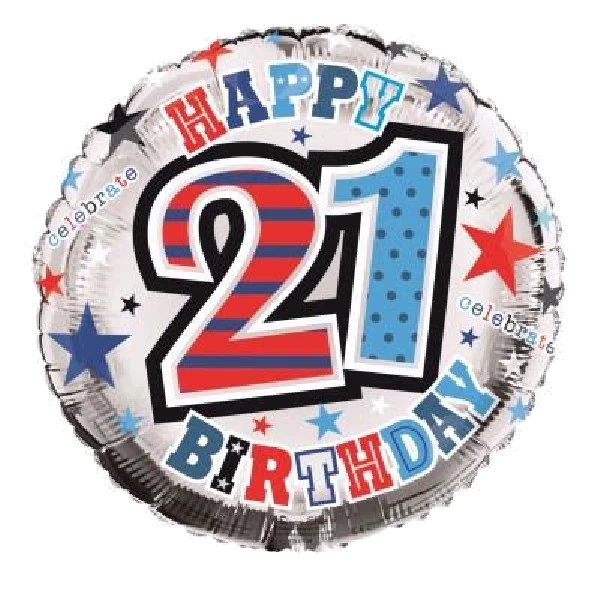 21ST B/DAY MALE 18IN FOIL BALLOON