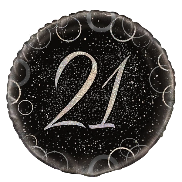 18IN BLACK PRISMATIC 21ST FOIL BALLOON