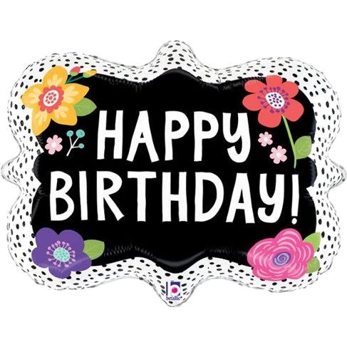 30In Flower Birthday Dots Foil Balloon