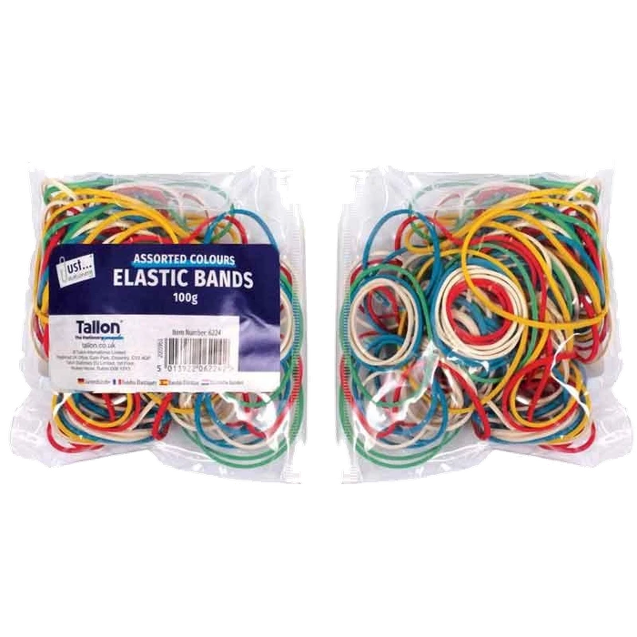 Just Stationery Elastic Bands Coloured 100Gm